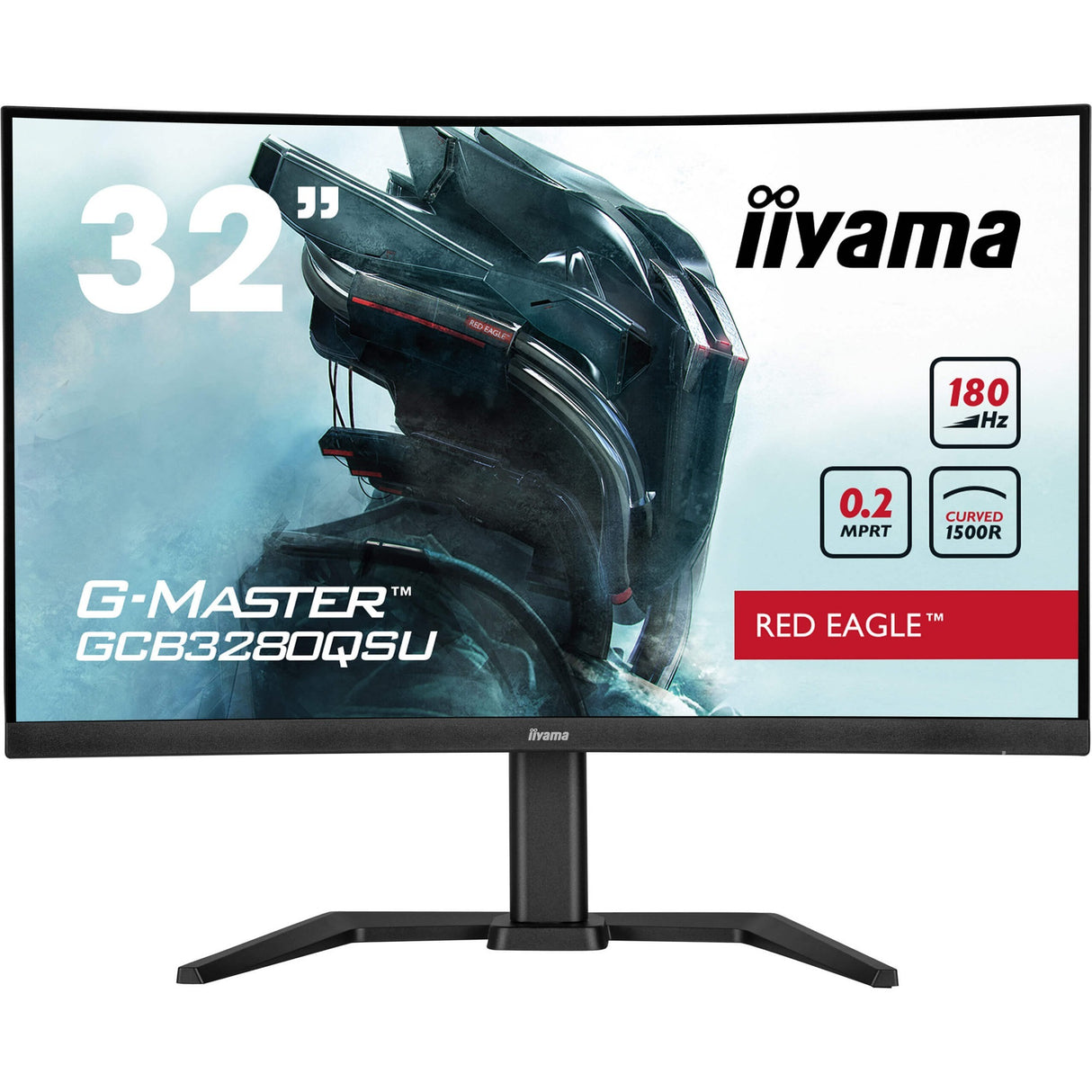 Iiyama G-Master Red Eagle GCB3280QSU-B2 31.5 buet gaming-skærm (sort, 2x HDMI, skærmport, 2x USB-A, USB-B, 180 Hz)