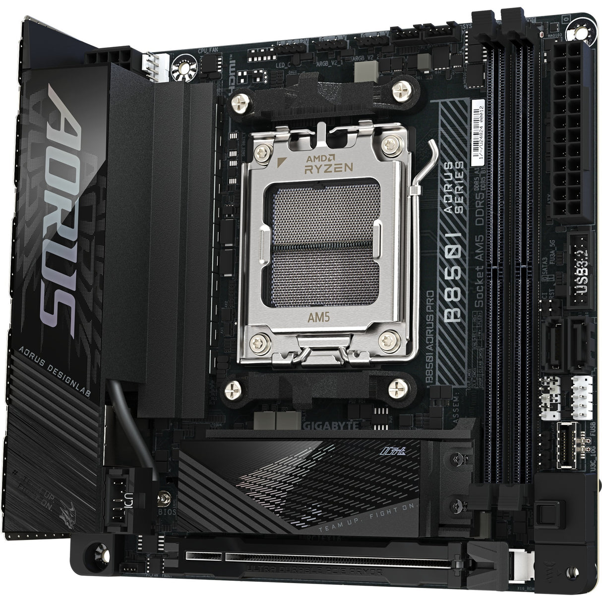 Gigabyte B850i Aorus Pro Socket AM5 bundkort (sort, RAID, 2,5 GB-LAN, Wi-Fi 7, BT, lyd, Mini-ITX)