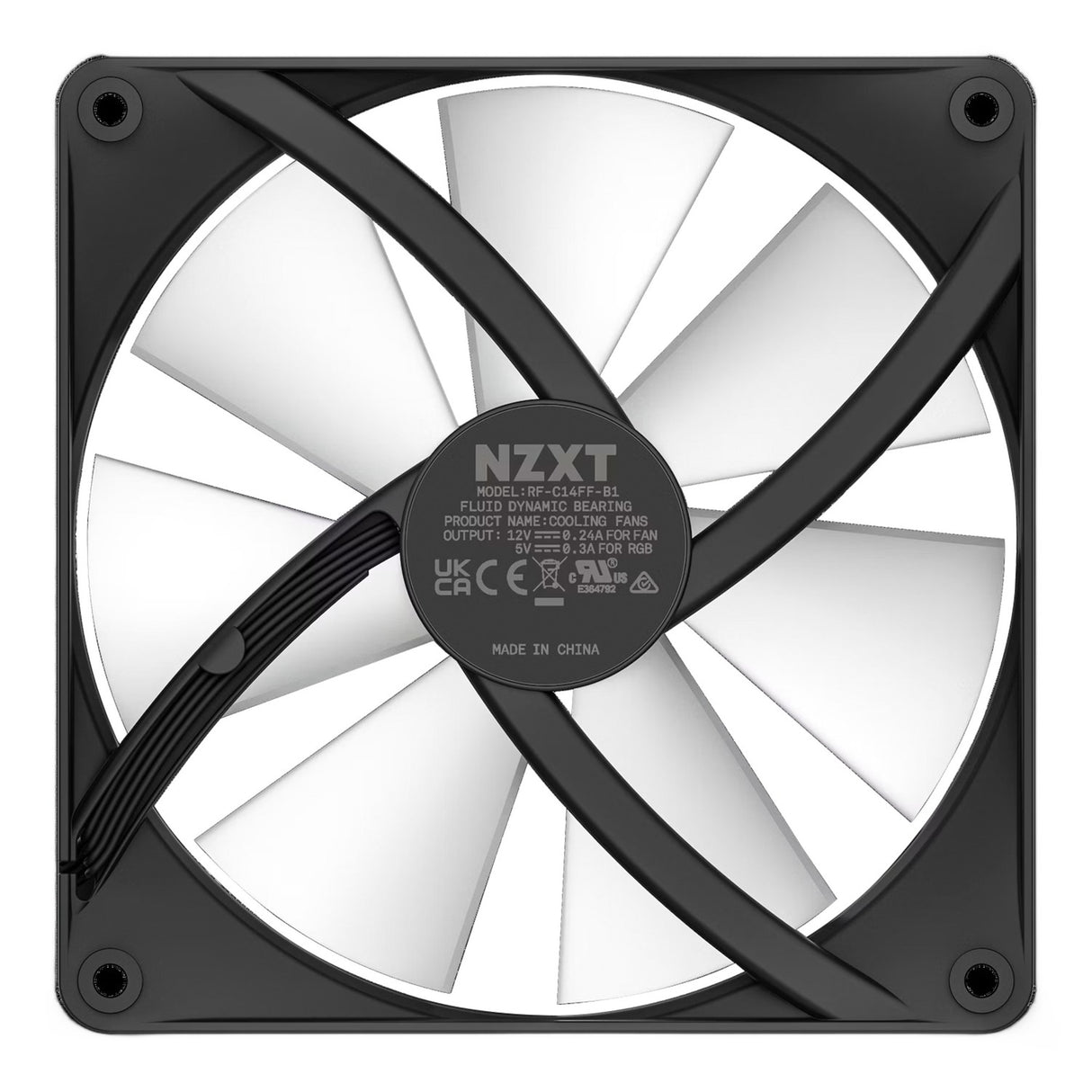 Nzxt f140 rgb core case ventilator (sort, 140 x 140 x 26 mm, pwm, uden controller)