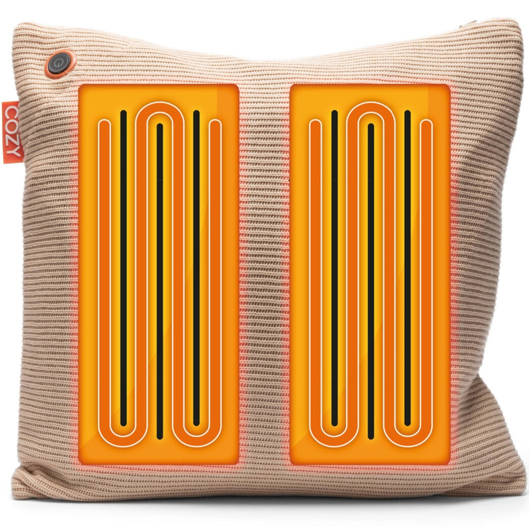 Hyggelig ustrikket 45 x 45 cm trådløs varmepude (lys beige, powerbank 5000 mah)