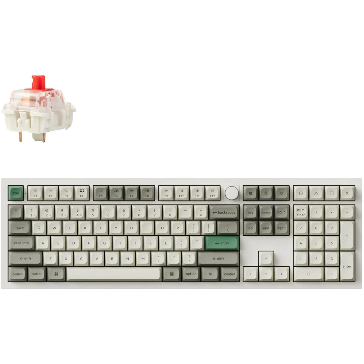 Keychron Q6 Max-P1 RGB mekanisk tastatur (hvidt, amerikansk layout (QWERTY), Gateron Jupiter Red, 100%, RGB LED'er, KSA double-shot PBT, hot swap, knap, 2,4GHz | Bluetooth 5.1 | USB-C)