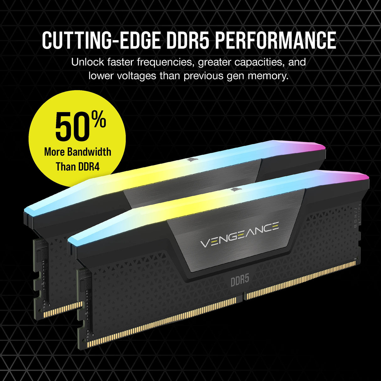 Corsair Vengeance RGB 32 GB DDR5-6000 (2x 16 GB) RAM (sort, cmh32gx5m2b6000c38, xmp 3.0)