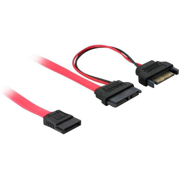 Delock slim sata 13-pin > 7-pin sata + sata strømadapter (rød, 0,5 meter)