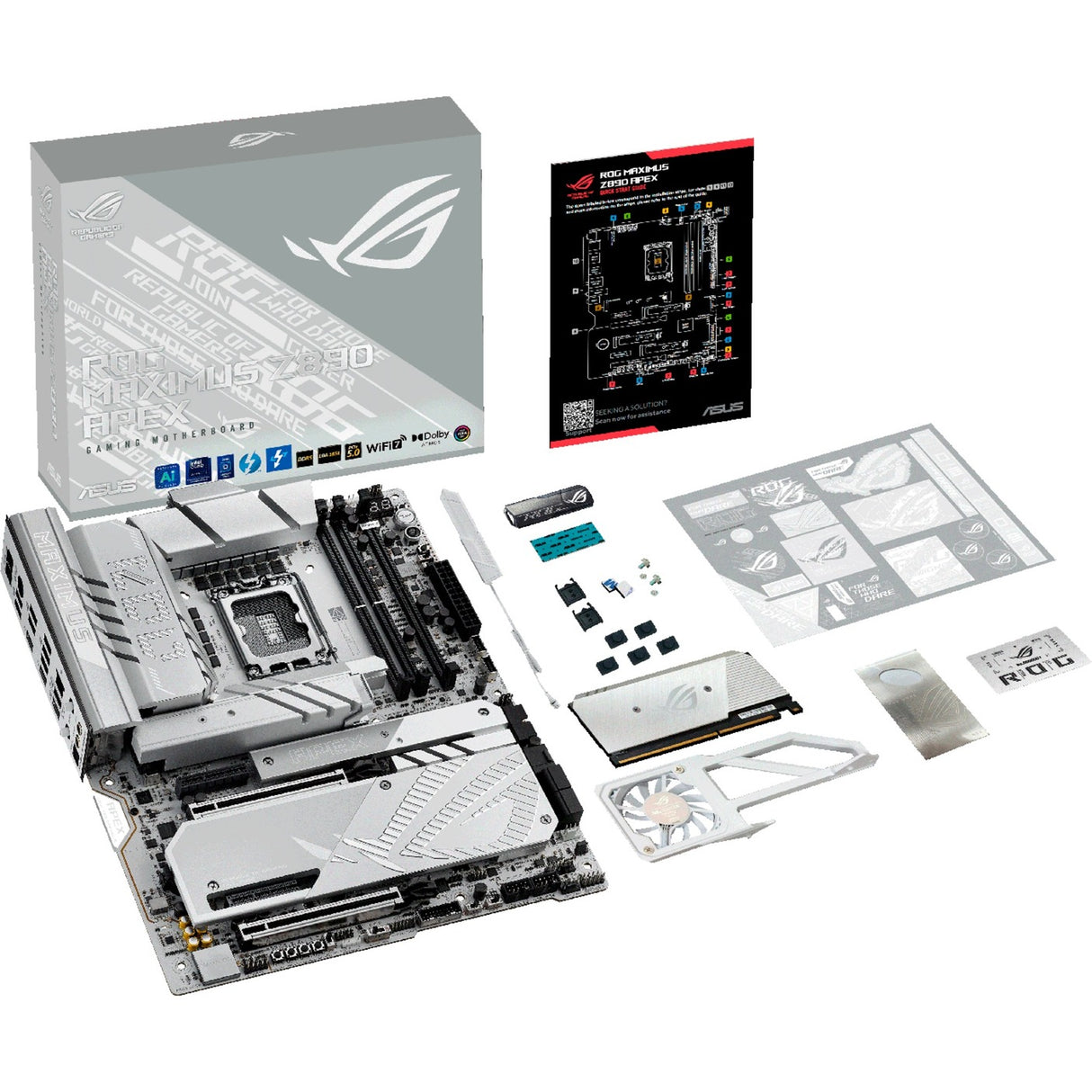 Asus Rrog Maximus Z890 Apex Socket 1851 bundkort (RAID, 5GB-LAN, Wi-Fi 7, BT, lyd, ATX)