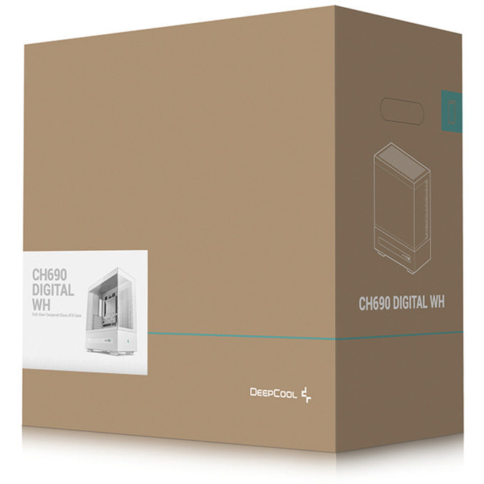 Deepcool ch690 digital midi tårnhus (hvid | 2x USB-A | 1x USB-C | hærdet glas)