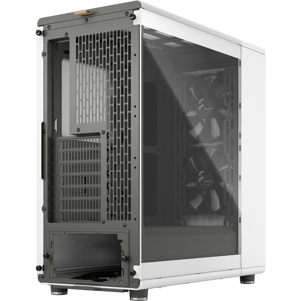 Fractal design nord midi tårnhus (hvid træfarve | 2x USB-A | 1x USB-C | hærdet glas)