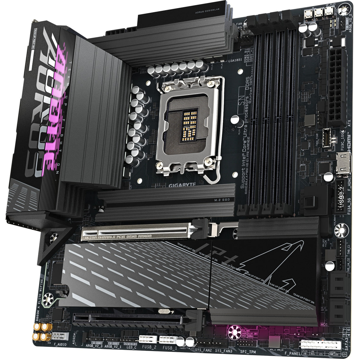 Gigabyte B860M AORUS Elite WiFi 6E Socket 1851 bundkort (sort, RAID, 2,5 GB LAN, WiFi 6E, BT, lyd, µATX)