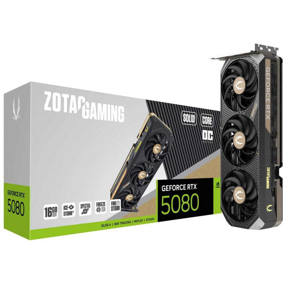 Zotac GeForce RTX 5080 Solid Core OC-grafikkort (DLSS 4, 3x Display Port, 1x HDMI 2.1)