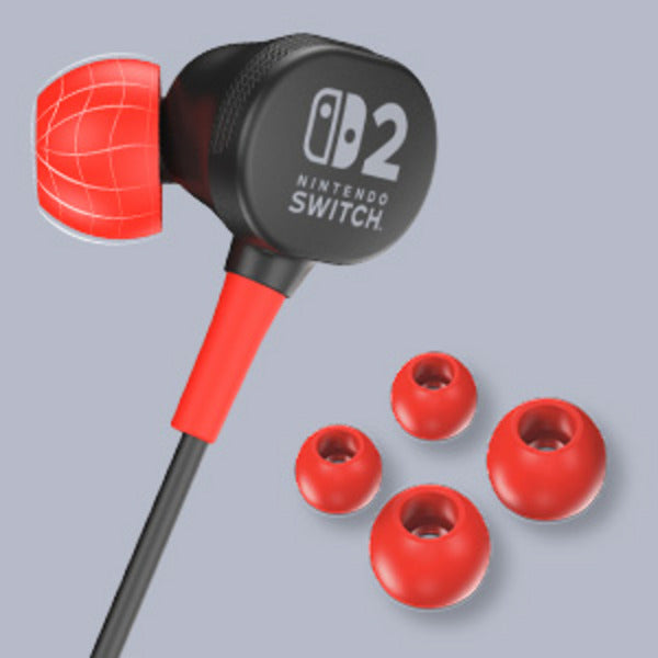 Powera-øretelefoner med ledning til Nintendo Switch 2 in-ear (sort rød, Nintendo Switch 2, Nintendo Switch, Nintendo Switch - OLED-model, Nintendo Switch Lite)