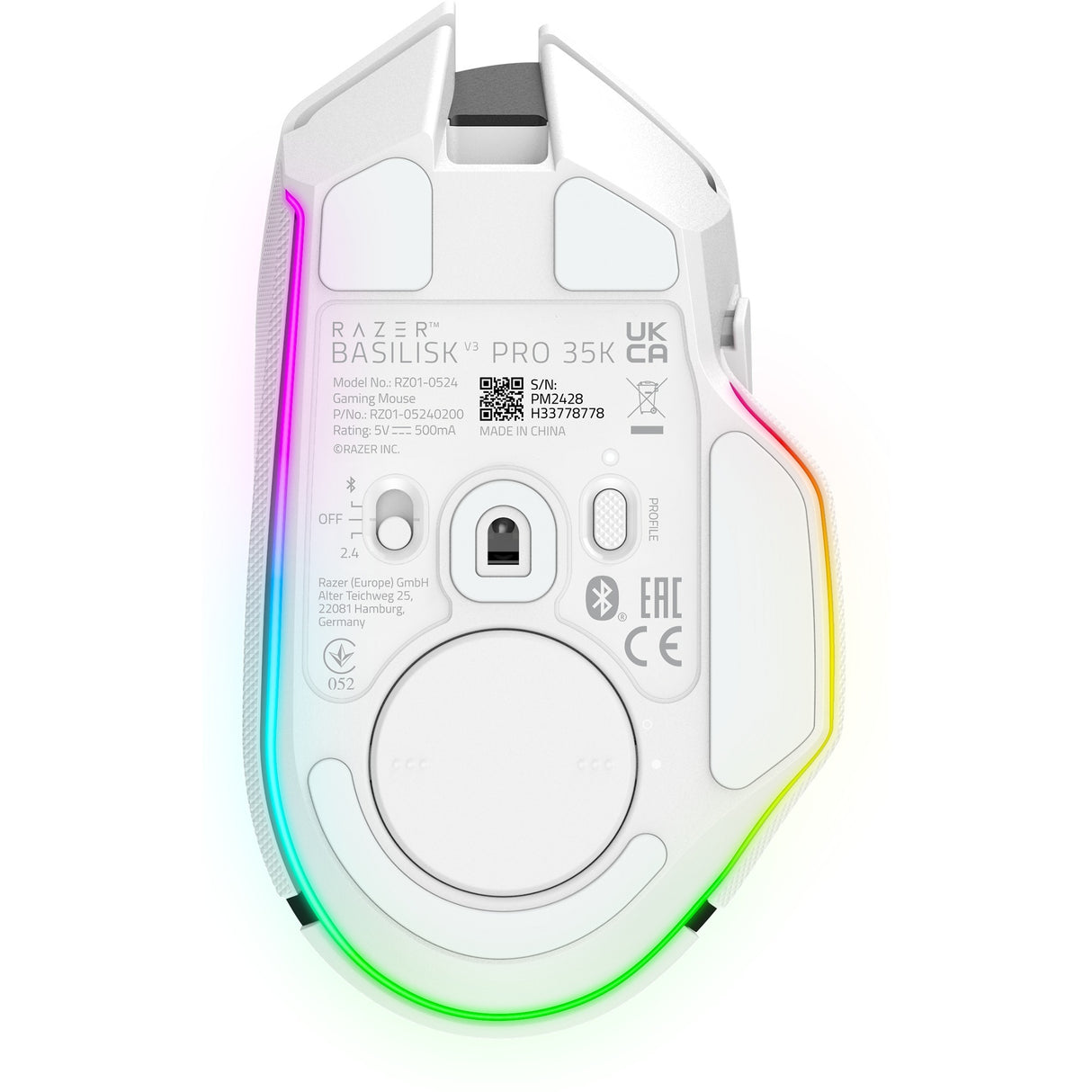 Razer basilisk v3 pro gaming mus (hvid, USB Bluetooth hyperspeed trådløs, 30.000 dpi, chroma RGB)