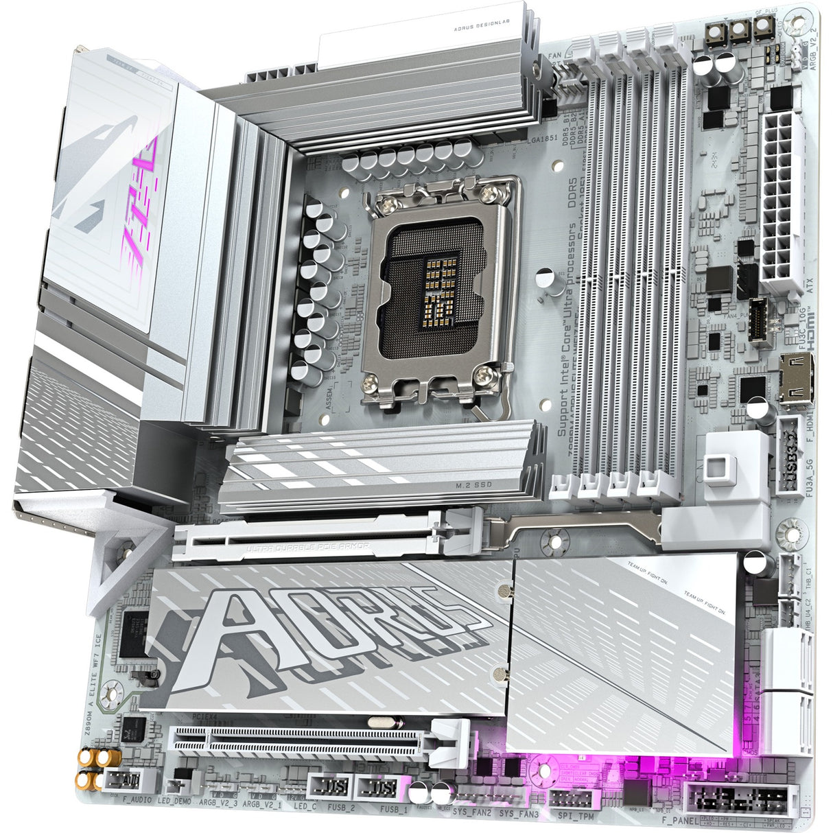 Gigabyte Z890M Aorus Elite WF7 Ice Socket 1851 bundkort (RAID, 2,5 GB-LAN, Wi-Fi 7, BT, lyd, µATX)