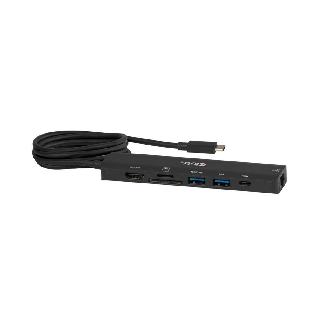 Club 3d csv-2555 7-1 usb-c naar hdmi hub (zwart, 4k60hz, pd3.1 140w, usb-a, usb-c, lan, microsd)