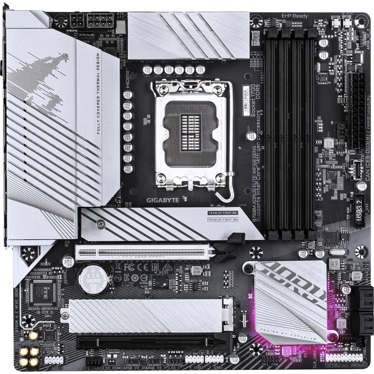 Gigabyte B760M AORUS Elite WiFi 6E Gen5 Socket 1700 bundkort (hvidt, RAID, 2,5 GB-LAN, WiFi 6E, BT 5.3, lyd, µATX)
