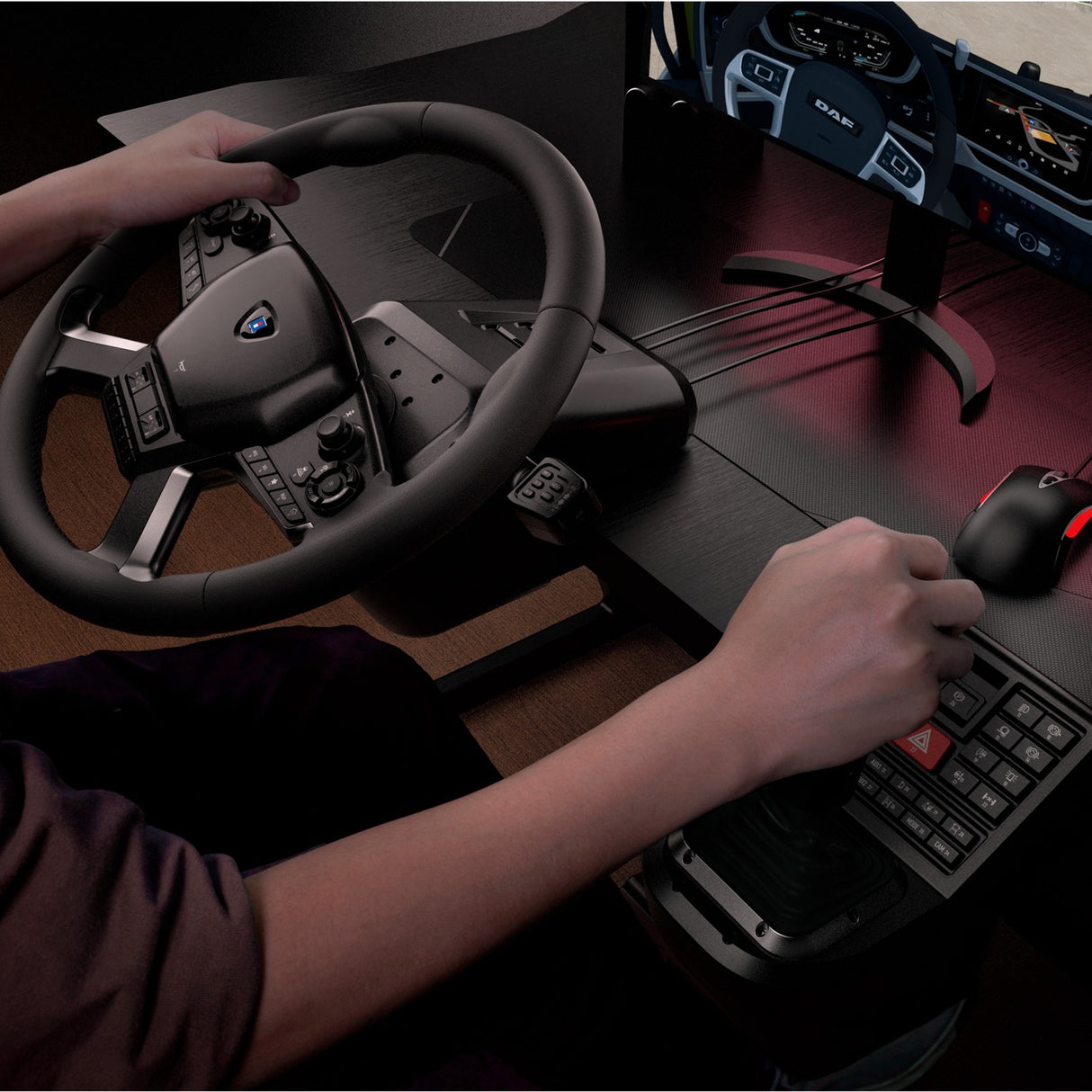 Hori force feedback lastbil kontrolsystem simulator sæt (sort sølv)