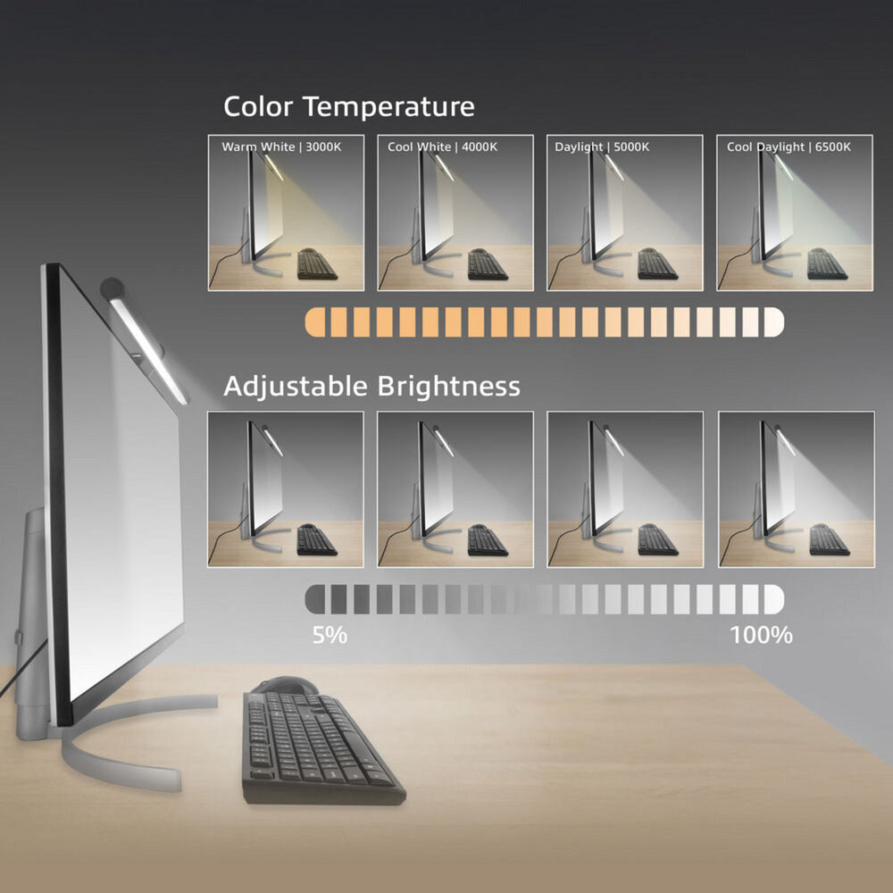 Akt-tilslutning dæmpbar skærm LED-lysbjælke LED-bjælke (sort, USB-drevet, 3000k-6500k)