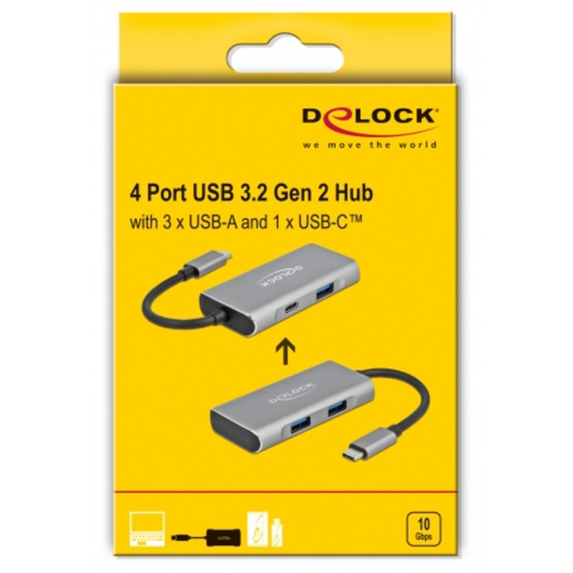 Delock ekstern USB 3.2 gen 2 USB type C-hub USB-hub (grå)