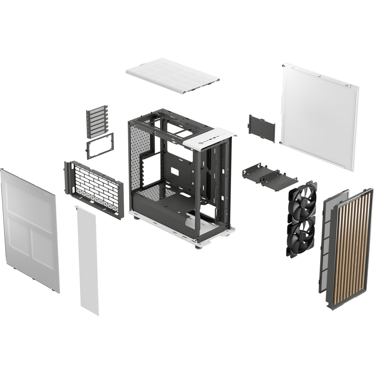 Fractal design nord midi tårnhus (hvid træfarve | 2x USB-A | 1x USB-C)