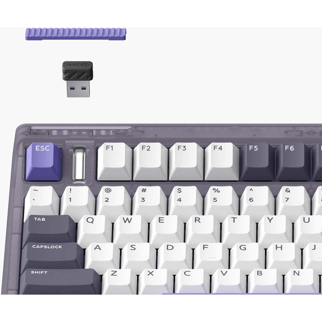 Iqunix og80 lavandin trådløst mekanisk tastatur (lavendel, us-layout (qwerty), cherry mx brown, 80% (tkl), hot-swappable, pbt, 2.4ghz | bluetooth 5.1 | usb-c)
