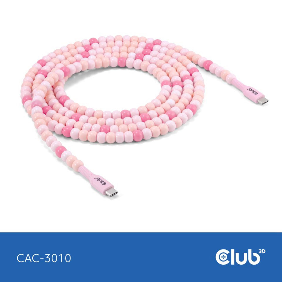 Club 3D USB-C perlekabel pink, 2 meter kabel (pink)