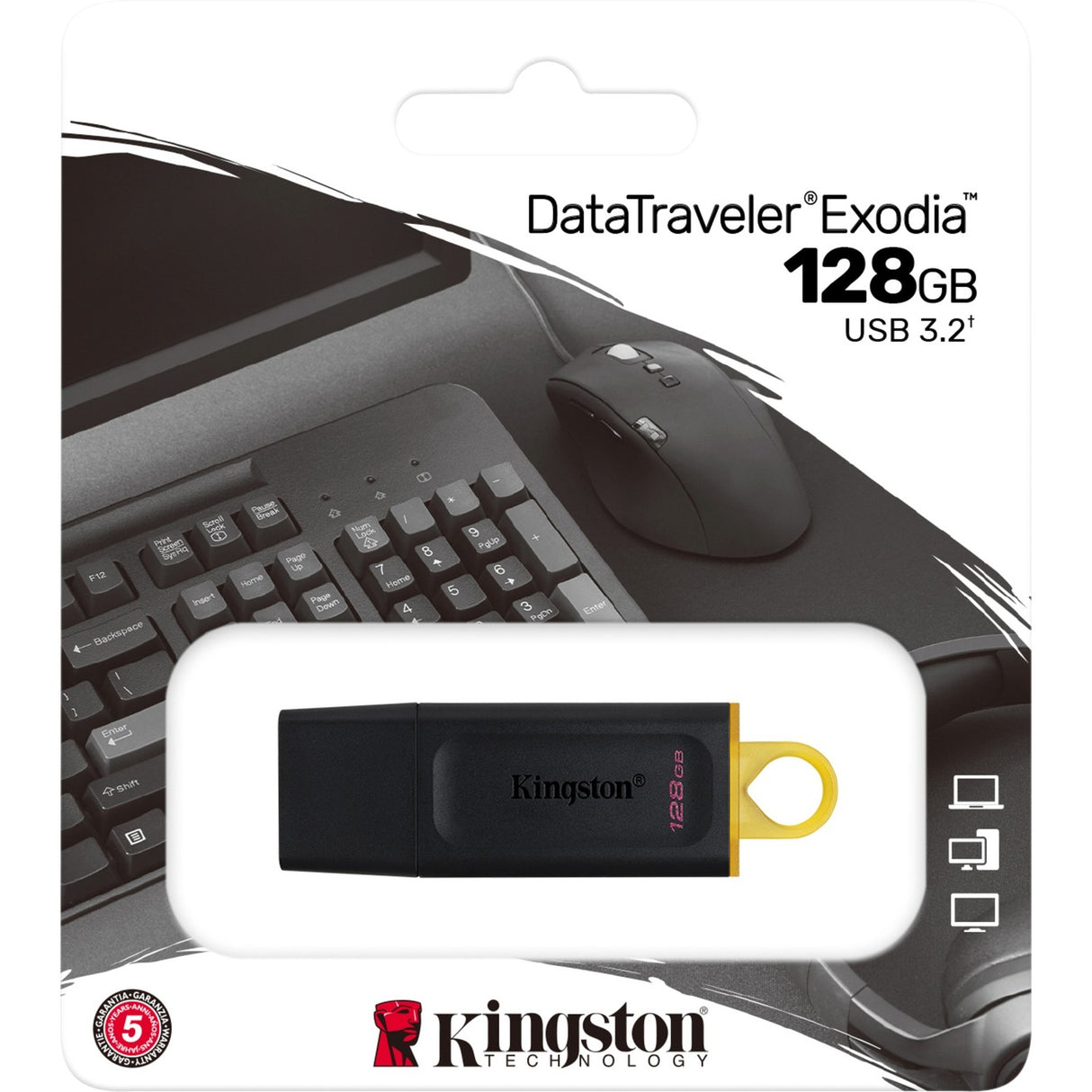 Kingston data traveler exodia 128 GB USB-stick (sort gul, DTX 128 GB)