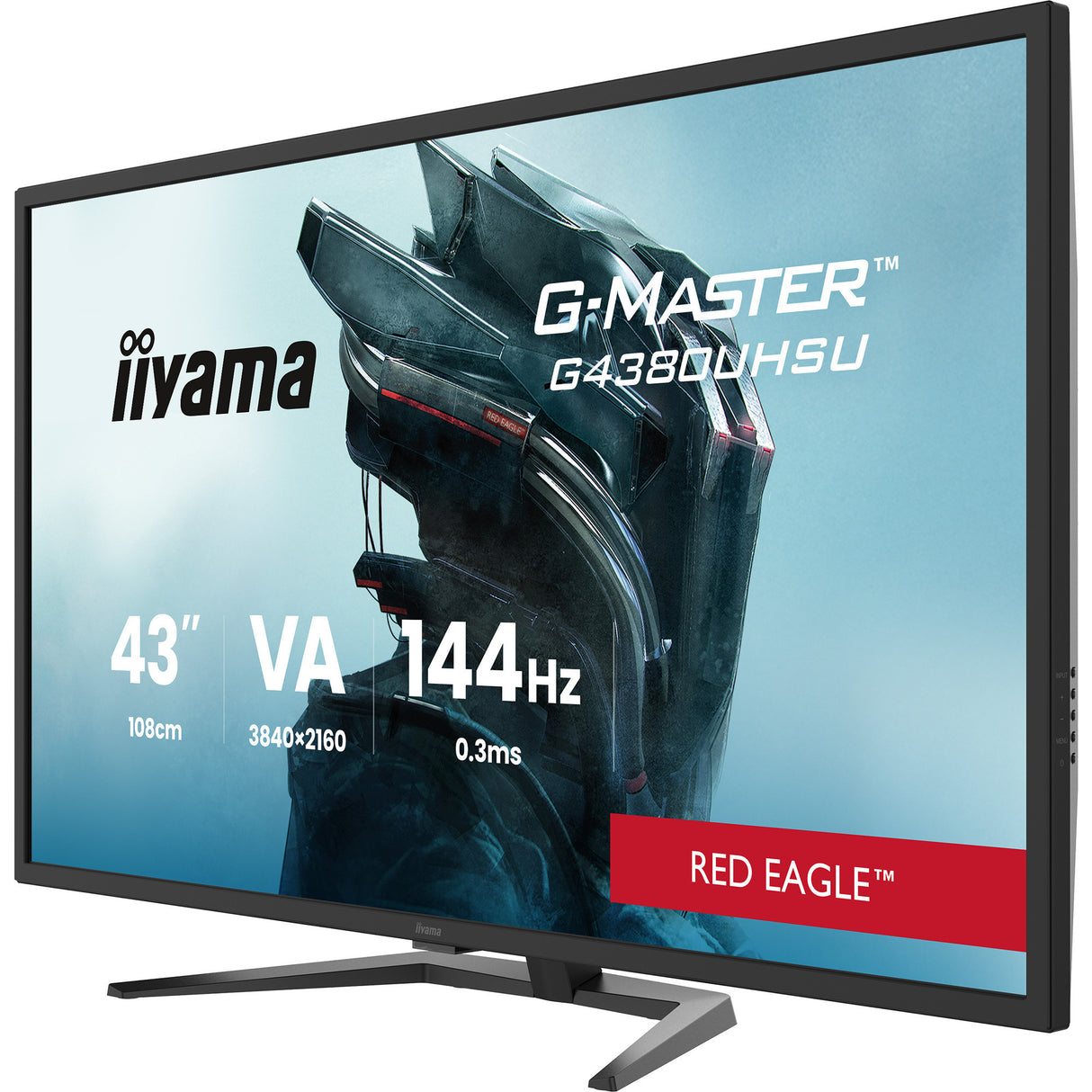 Iiyama G-Master Red Eagle G4380uhsu-B2 42.5 4K UHD-gamingskærm (sort, 2x HDMI, 2x Displayport, 4x USB-A, USB-B, 144 Hz)