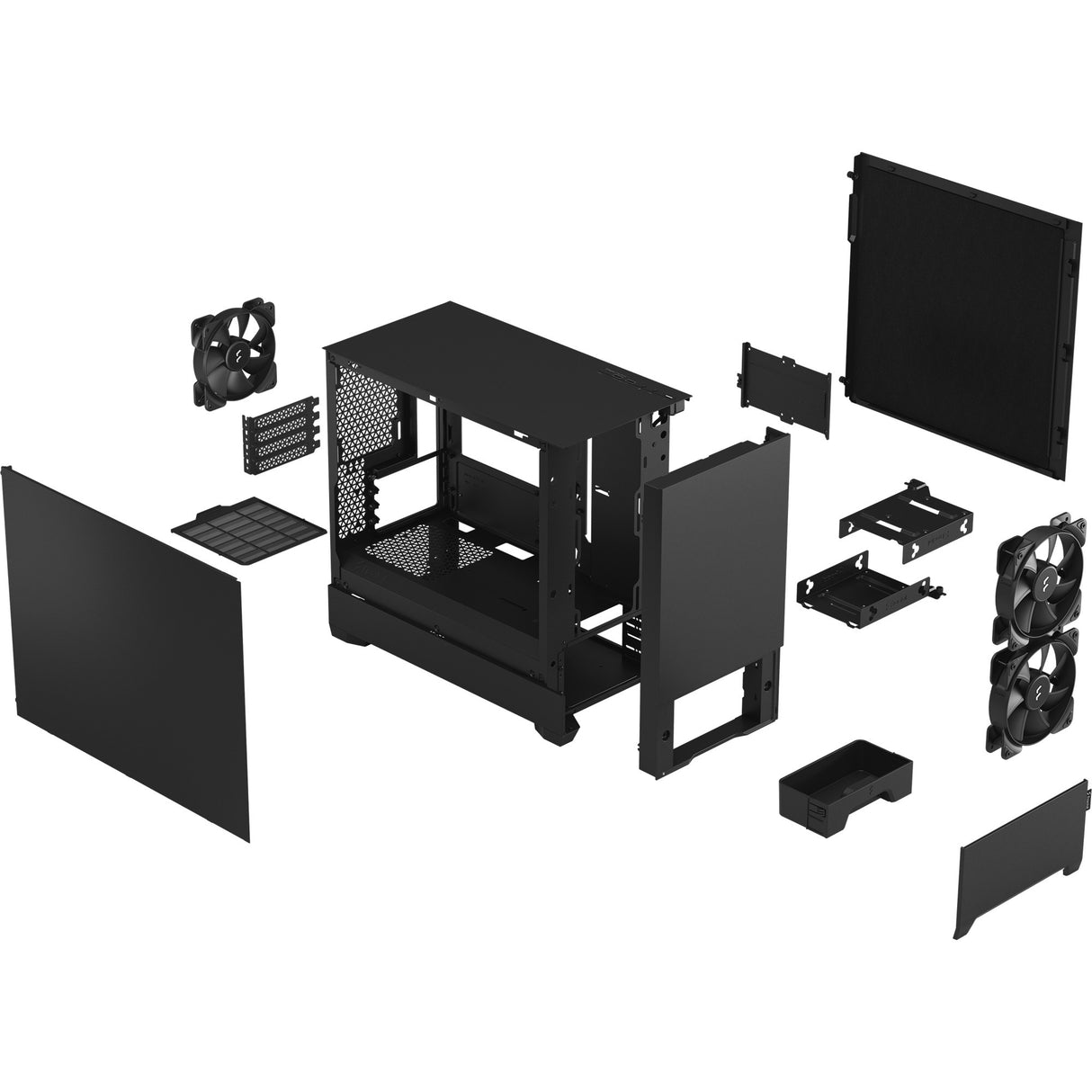 Fractal design pop mini lydløs sort solid midi tårnhus (sort | 2x USB-A)
