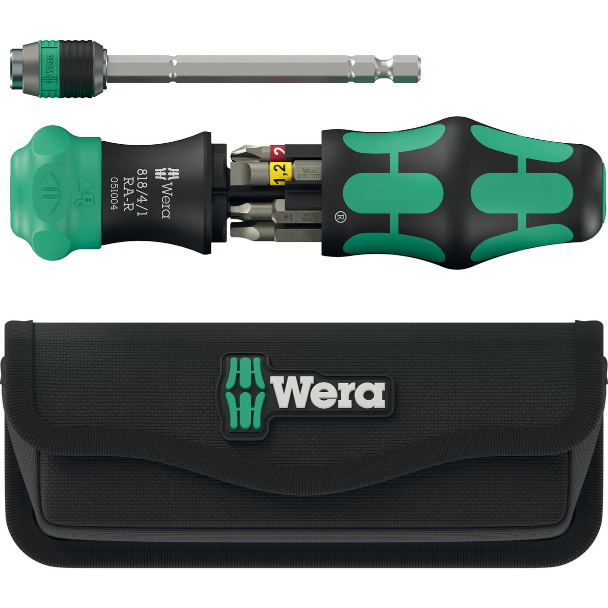 Wera kraftform kompakt 26 ra-r med etui, 6-delt bit sæt (sort grøn)