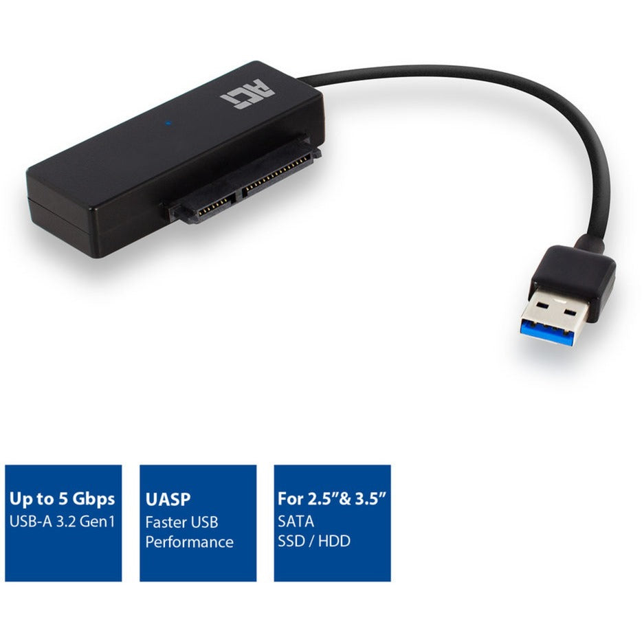 Act Connectivity USB 3.2 Gen1 til 2.5 3.5 tommer SATA-adapterkabel til SSD HDD (sort, USB 3.2 (5 Gbit s))
