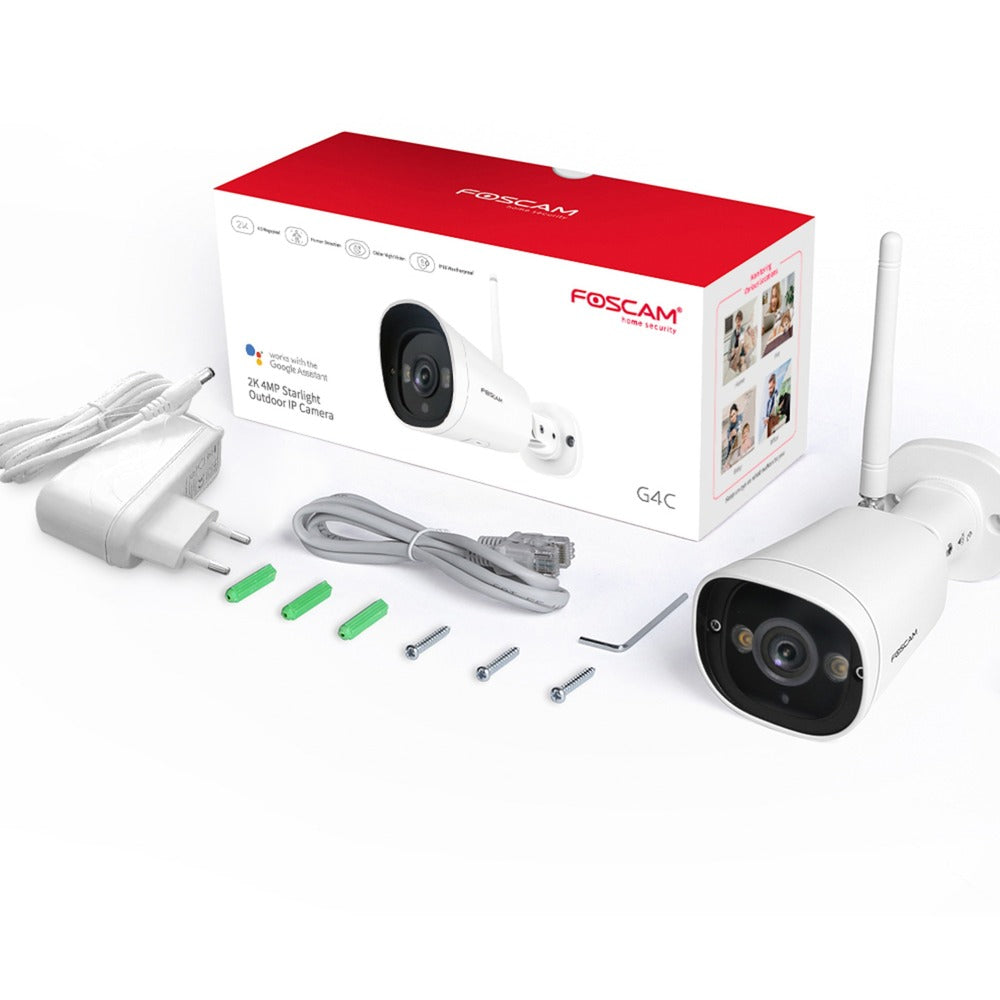 Foscam G4C, 2K Starlight WiFi udendørs sikkerhedskamera (hvid)