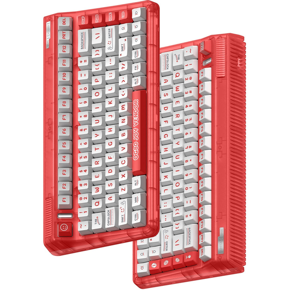Iqunix og80 joy forhandler trådløst mekanisk tastatur (rød, us-layout (qwerty), iqunix moonstone, 80% (tkl), rgb-lysdioder, hot-swappable, pbt, 2.4ghz | bluetooth 5.1 | usb-c)