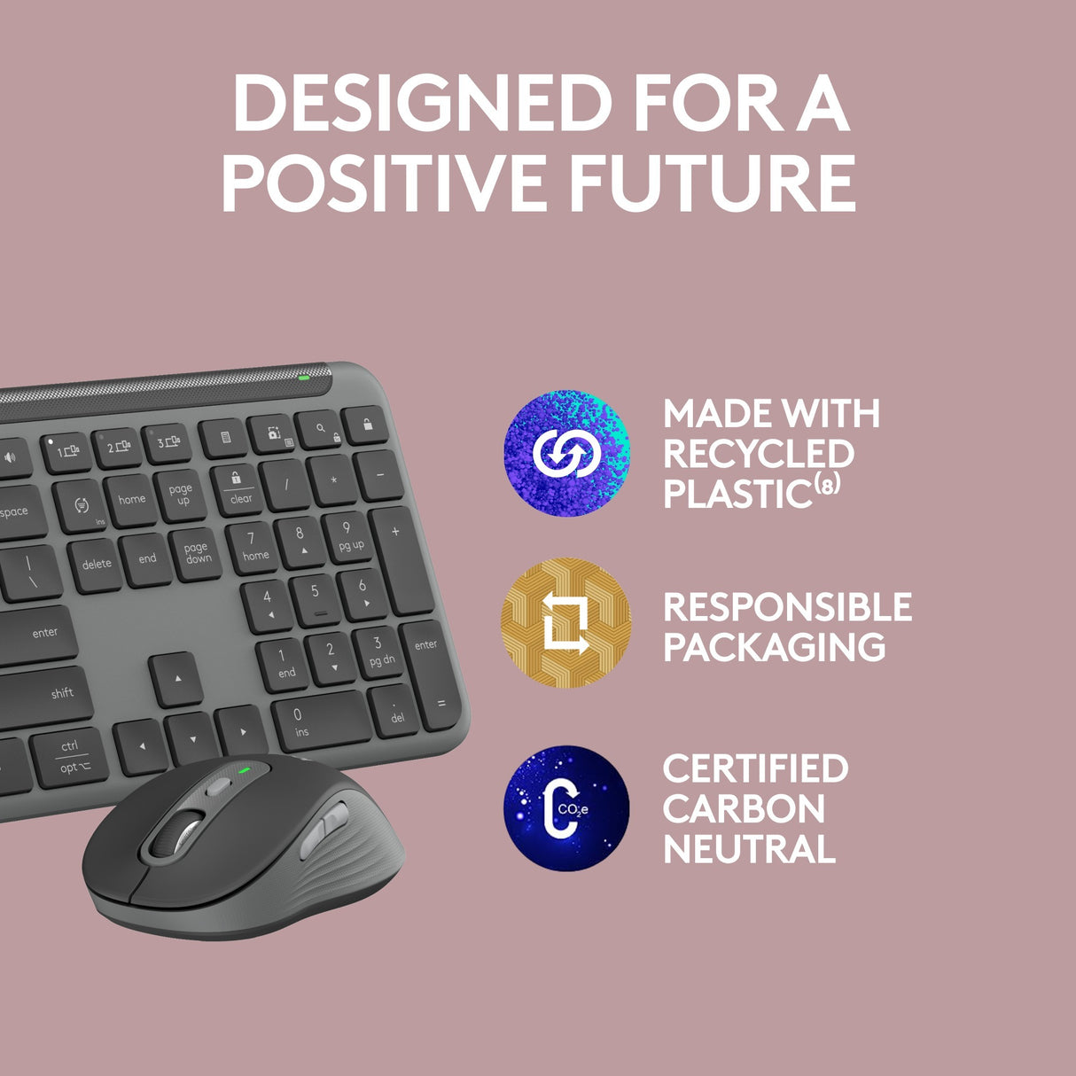 Logitech mk950 signatur slankt trådløst skrivebordssæt (grafit, us-internationalt layout (qwerty), 400 - 4000 dpi)