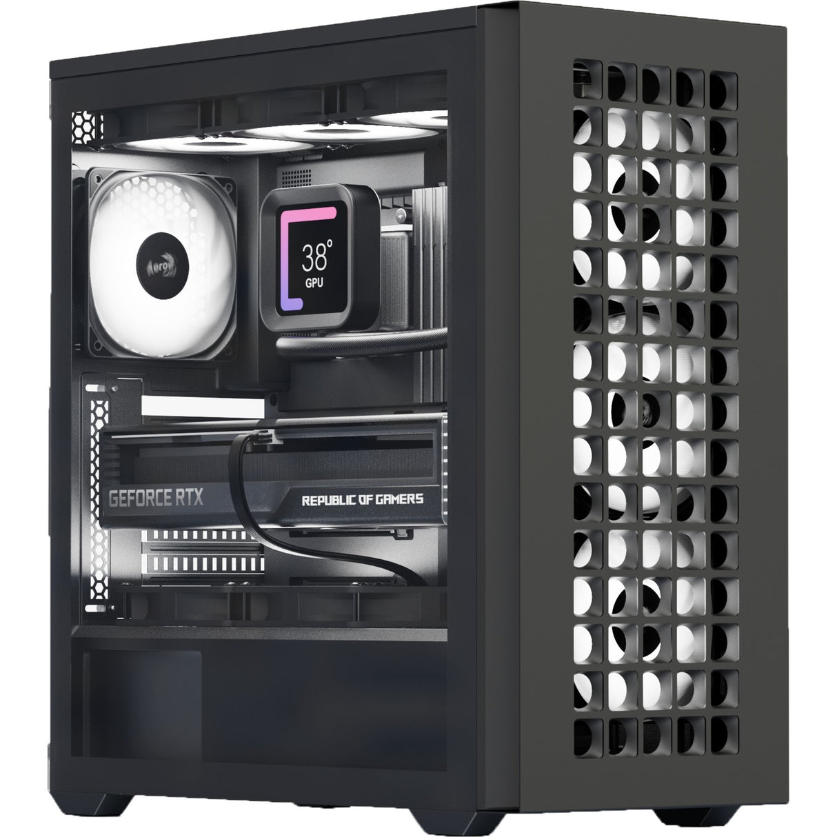 Aerocool b502a midi tårnhus (sort | 2x USB-A | 1x USB-C | RGB)
