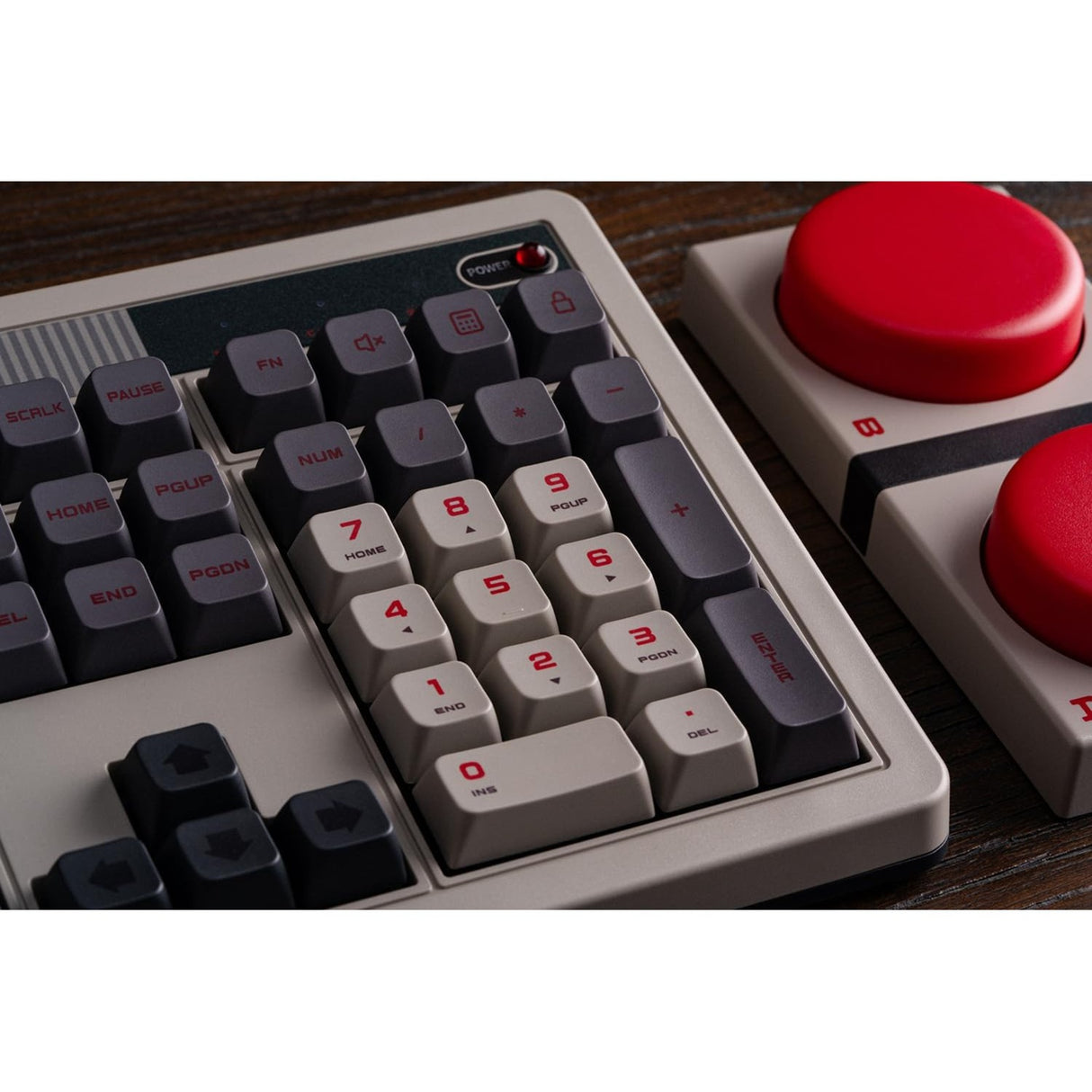 8bitdo retro mekanisk tastatur n udgave (grå, us-layout (qwerty), kailh box hvid, 100%, bluetooth lavenergi, trådløs 2.4g, usb)