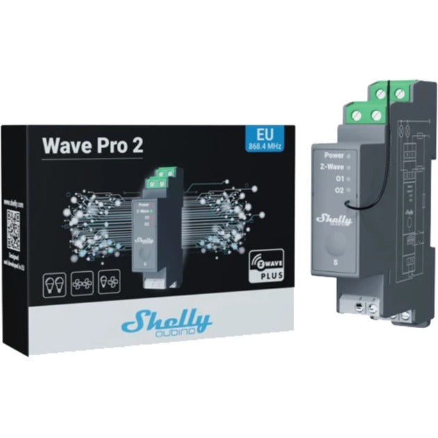 Shelly qubino wave pro 2 relæ (grå)