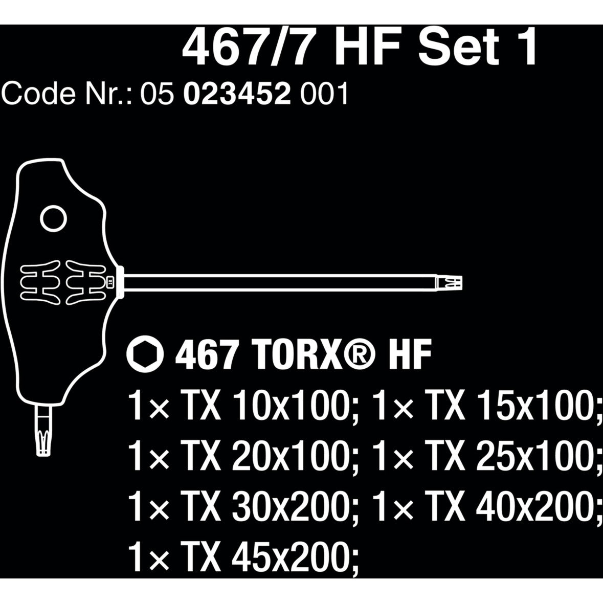 Wera 467 7 torx hf sæt 1 stjerneskruetrækker + stativ, 7 stk (sort grøn, med holdefunktion)