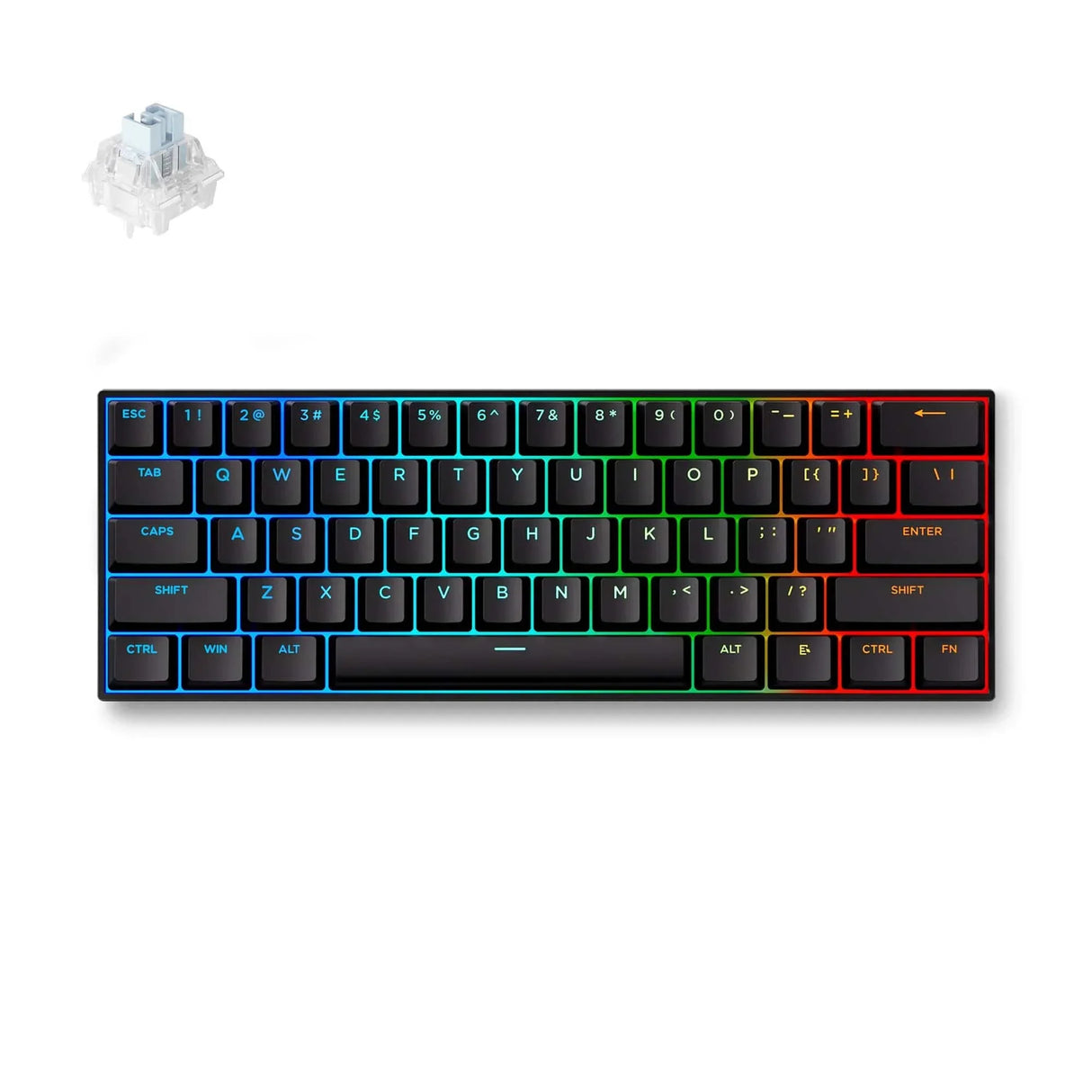 Mchose ace 60 hall effekt magnetisk switch gaming tastatur (sort, us layout (qwerty), isblå magnetisk, 60%, rgb, hot swap, pbt keycaps, hall effekt sensor)