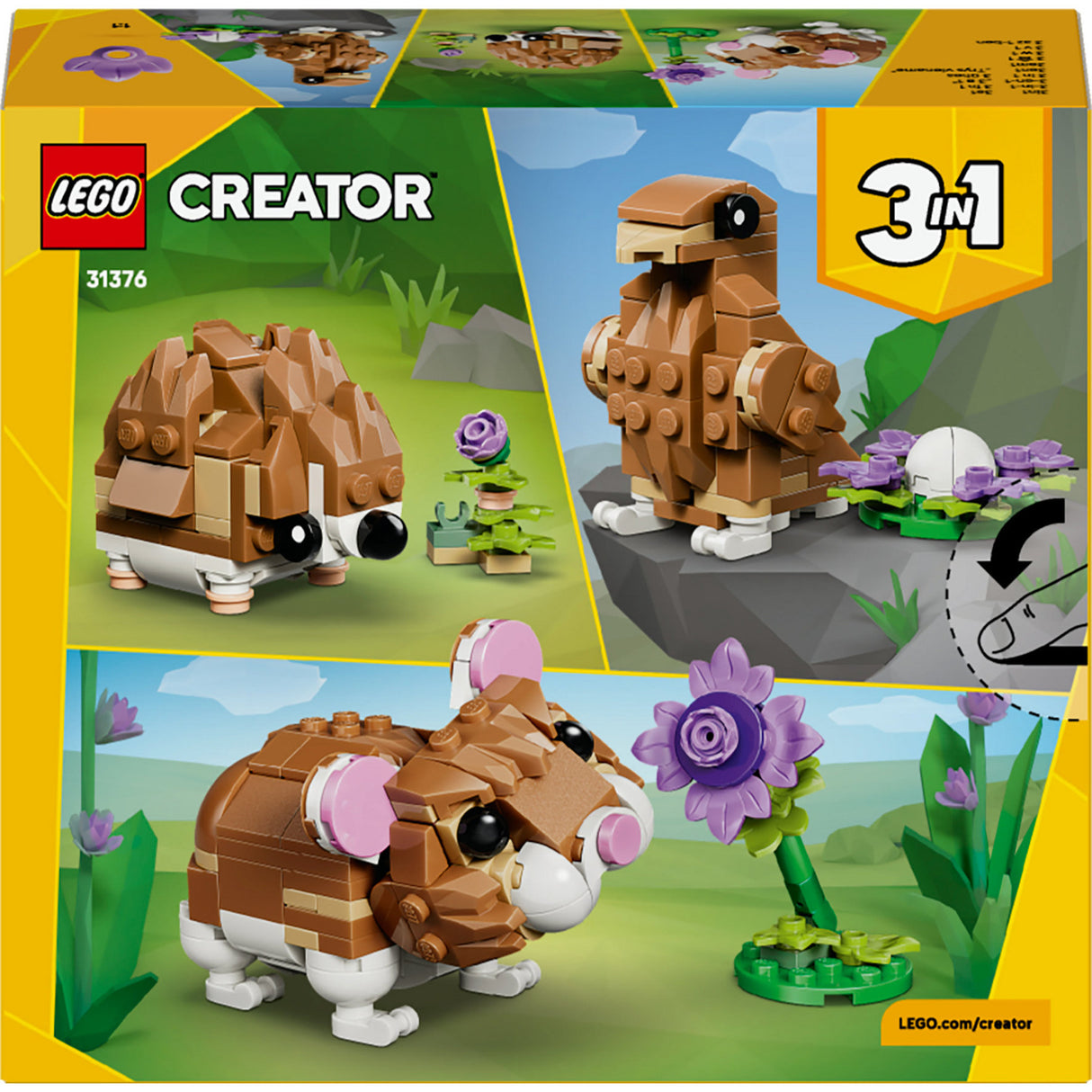 Lego ® creator 3i1 sød hamster med blomst - 31376
