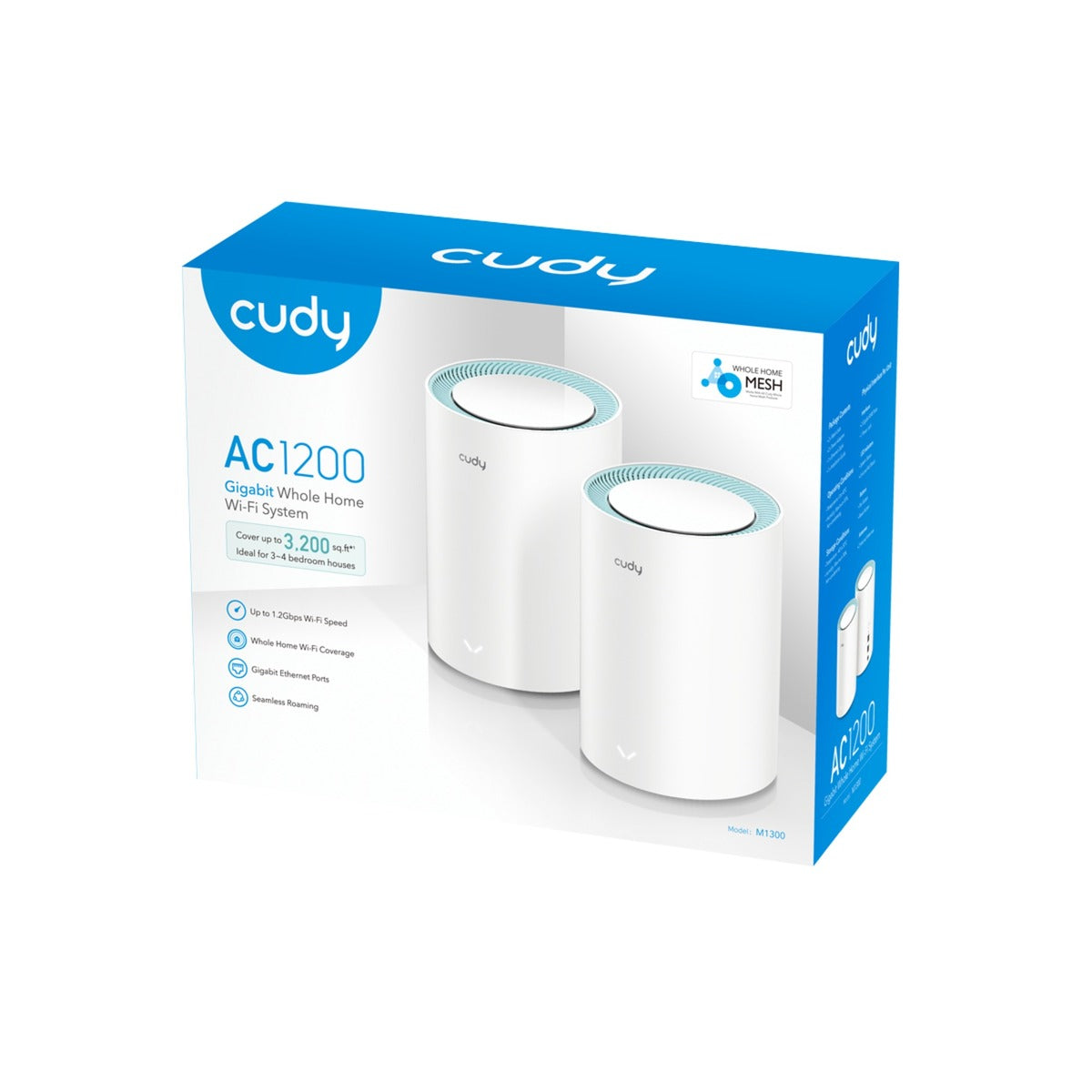 Cudy ac1200 gigabit mesh wi-fi system (2-pack) mesh router (hvid)