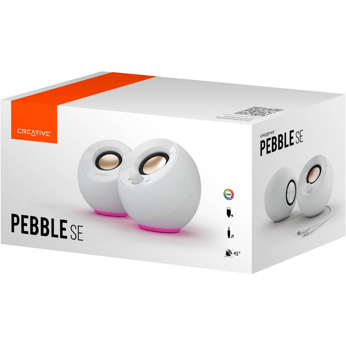 Creative Pebble SE PC-højttaler (hvid, Bluetooth, USB-C, AUX, RGB)