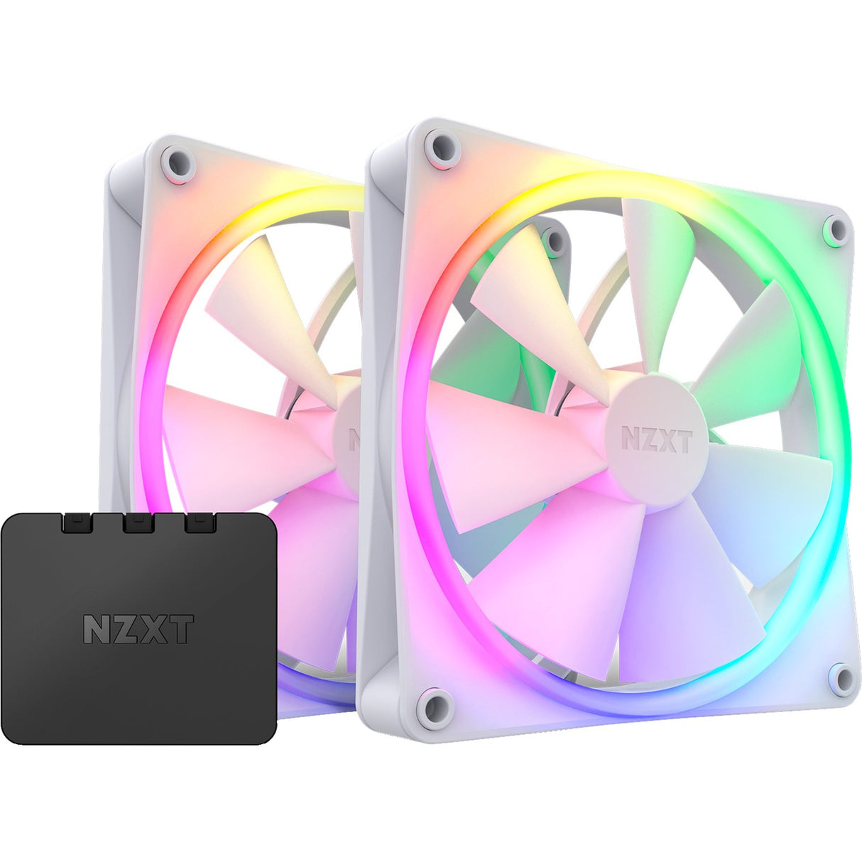 Nzxt f140 rgb duo blæsere (hvide, 2 stk., 140 x 140 x 25 mm, pwm, inkl. controller)
