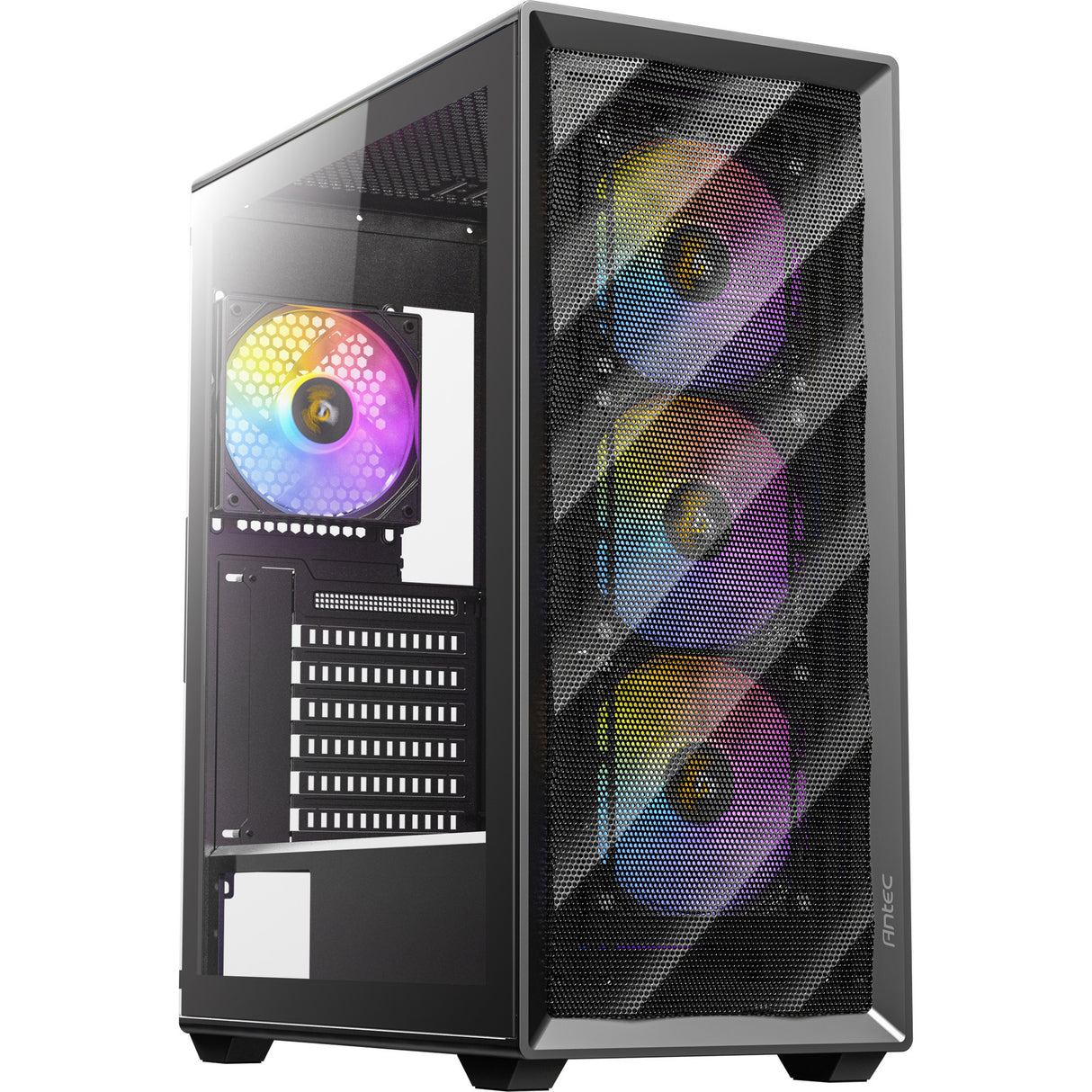 Antec ax85 argb midi tårnhus (sort | 2x usb-a | hærdet glas)