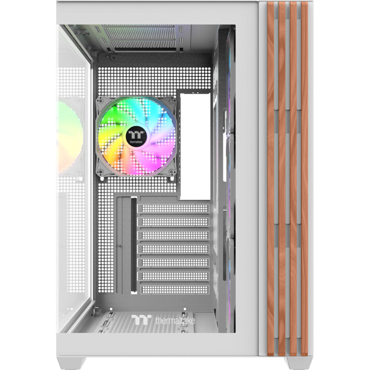Thermaltake view 380 ws argb sne midi tårnhus (hvid træfarve | 2x USB-A | 1x USB-C | RGB | hærdet glas)