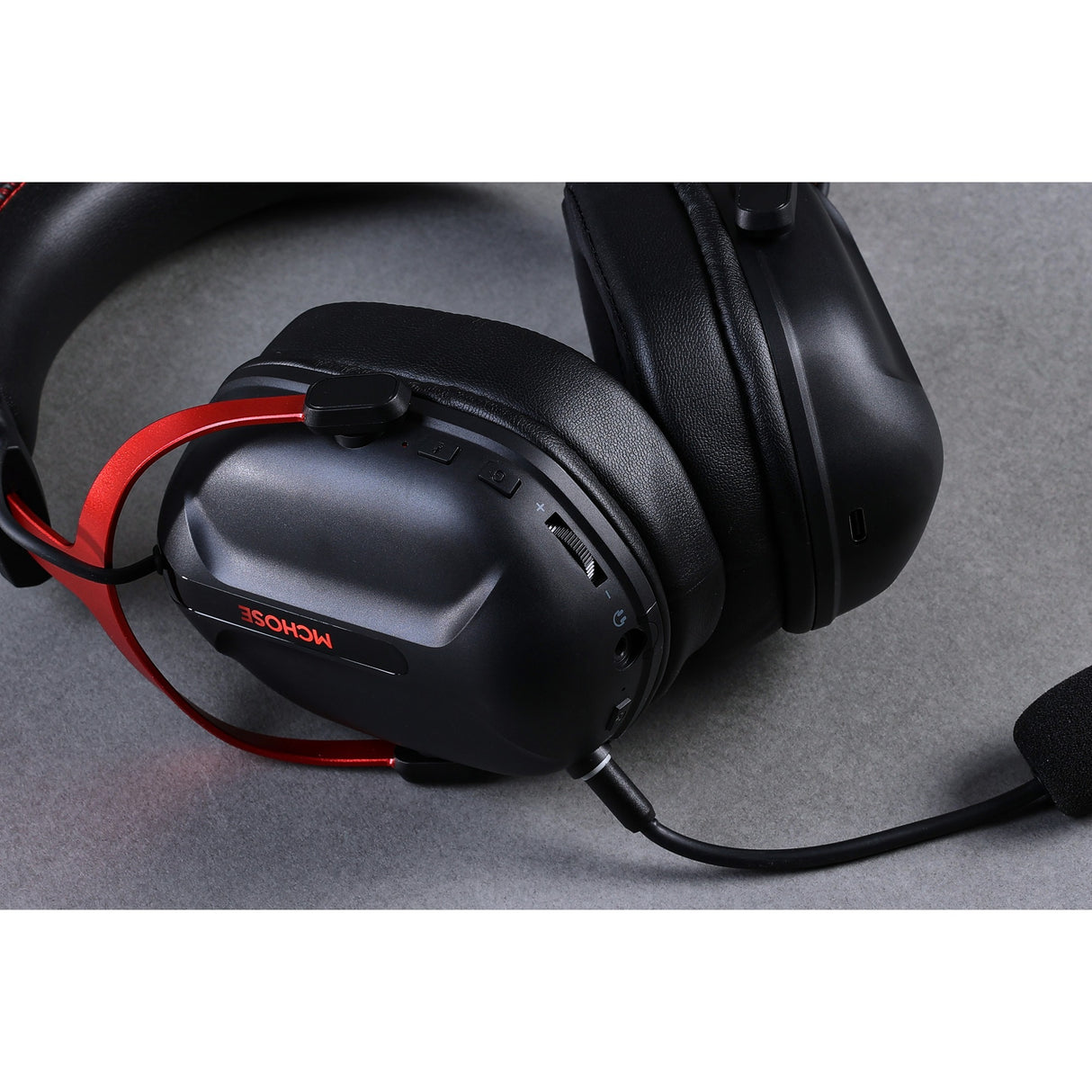 Mchose s9 pro trådløst over-ear gaming headset (sort rød, pc laptop playstation switch smartphone, 2,4 g bluetooth kablet type-c)