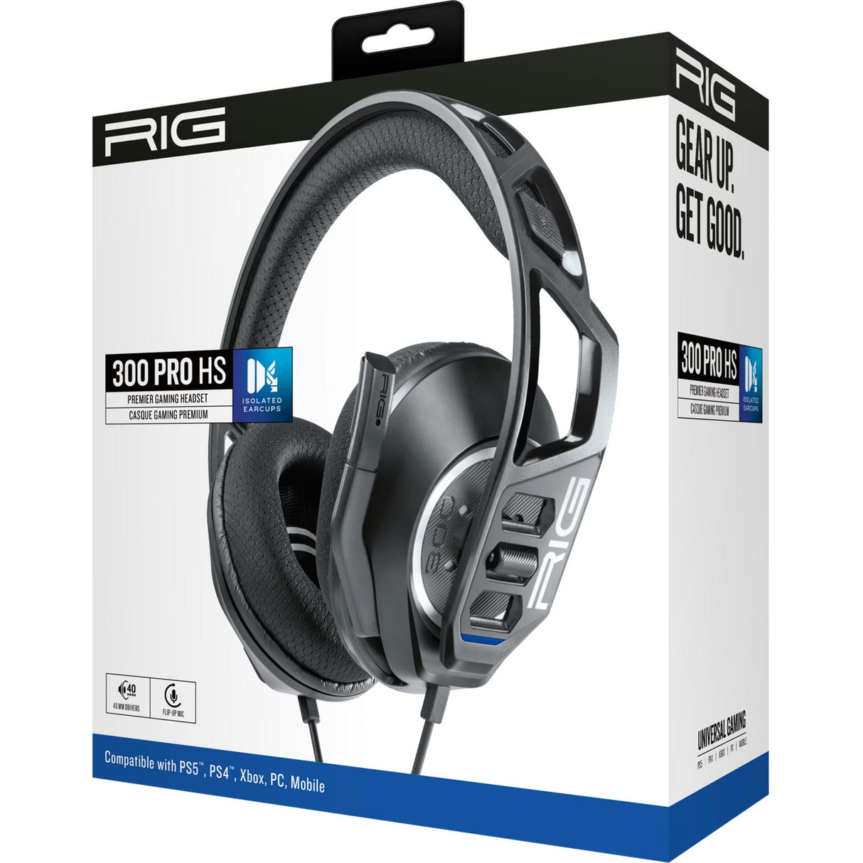 Nacon rig 300 pro hs over-ear gaming headset (sort, playstation 4, playstation 5, xbox, nintendo switch, pc)