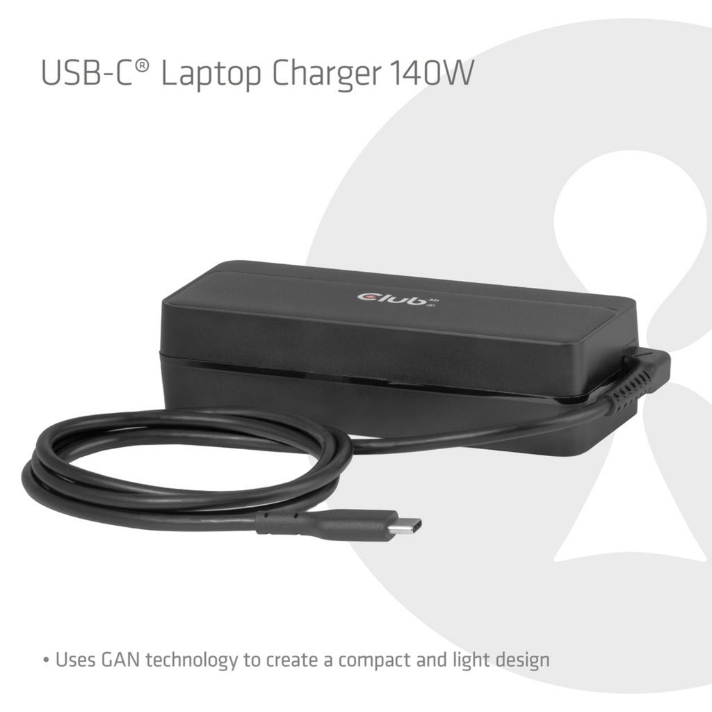 Club 3d usb-c laptop charger 140w, 1 meter (zwart)