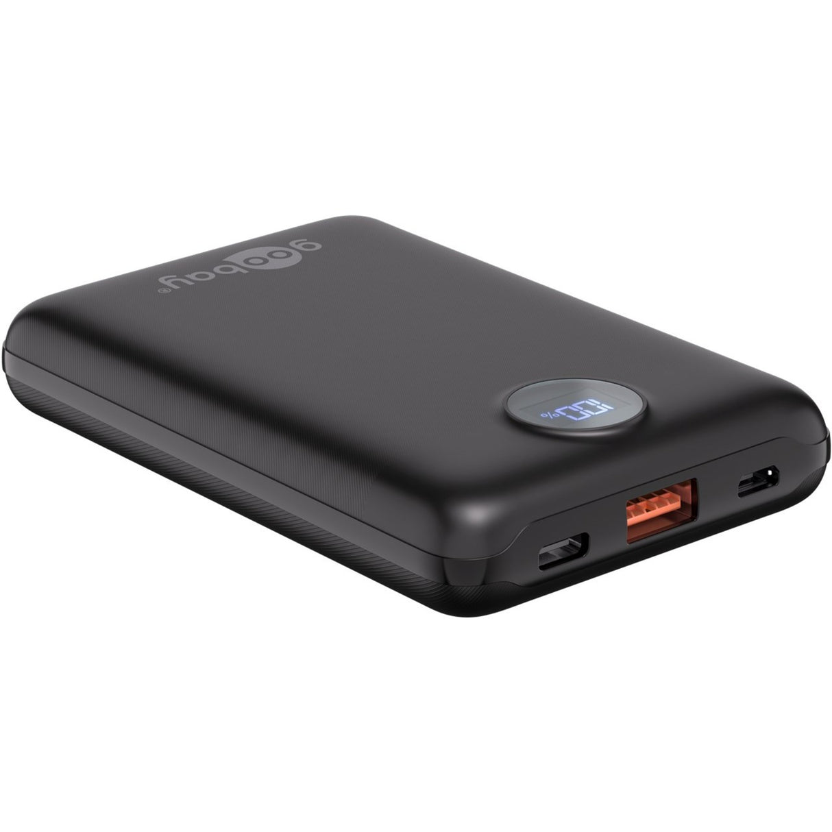 Goobay powerbank kompakt 10.000 mah (sort, 10 ah, 1x USB-A, 1x USB-C, strømforsyning, hurtig opladning)