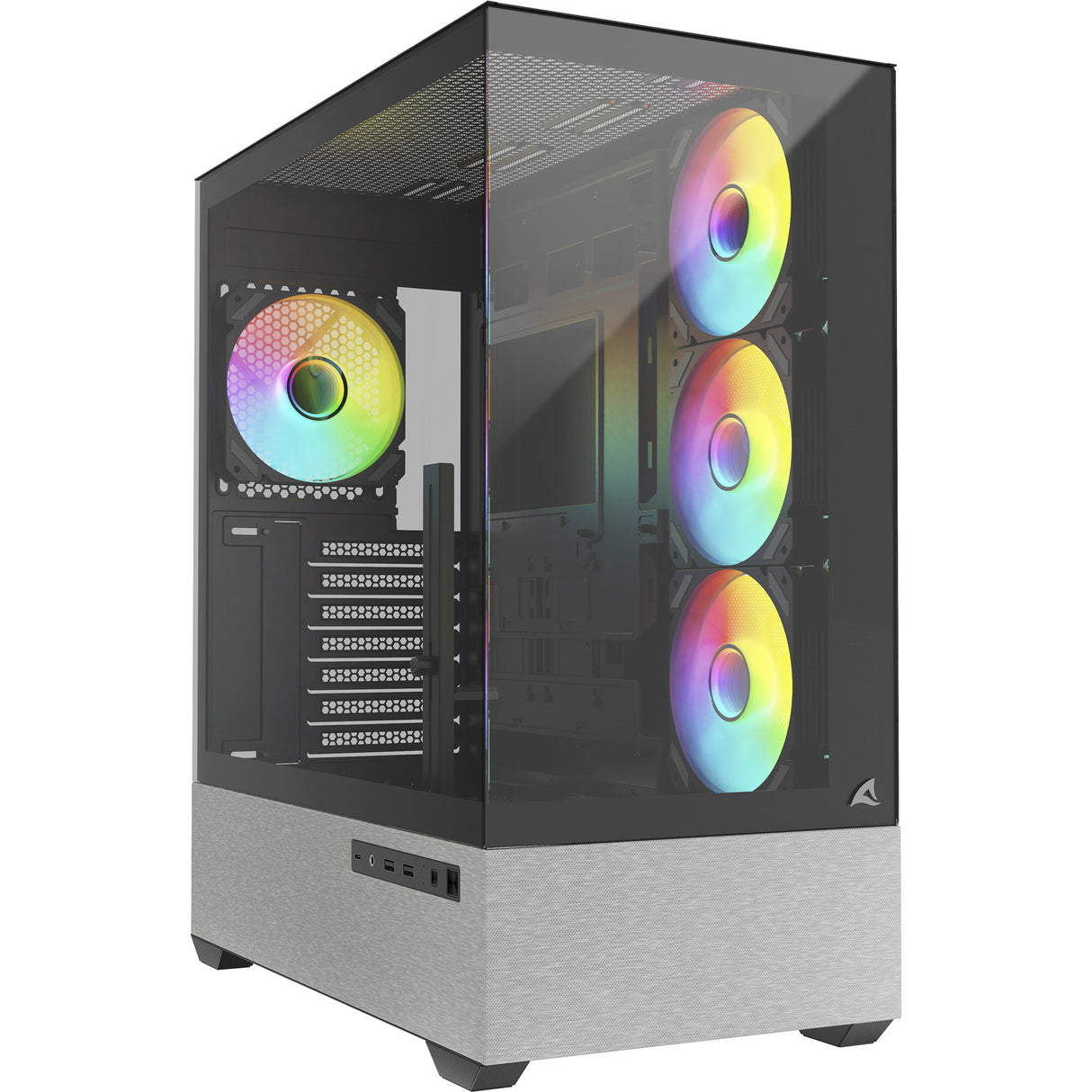 Sharkoon ak7 argb midi tårnhus (sort | 2x USB-A | 1x USB-C | RGB | hærdet glas)