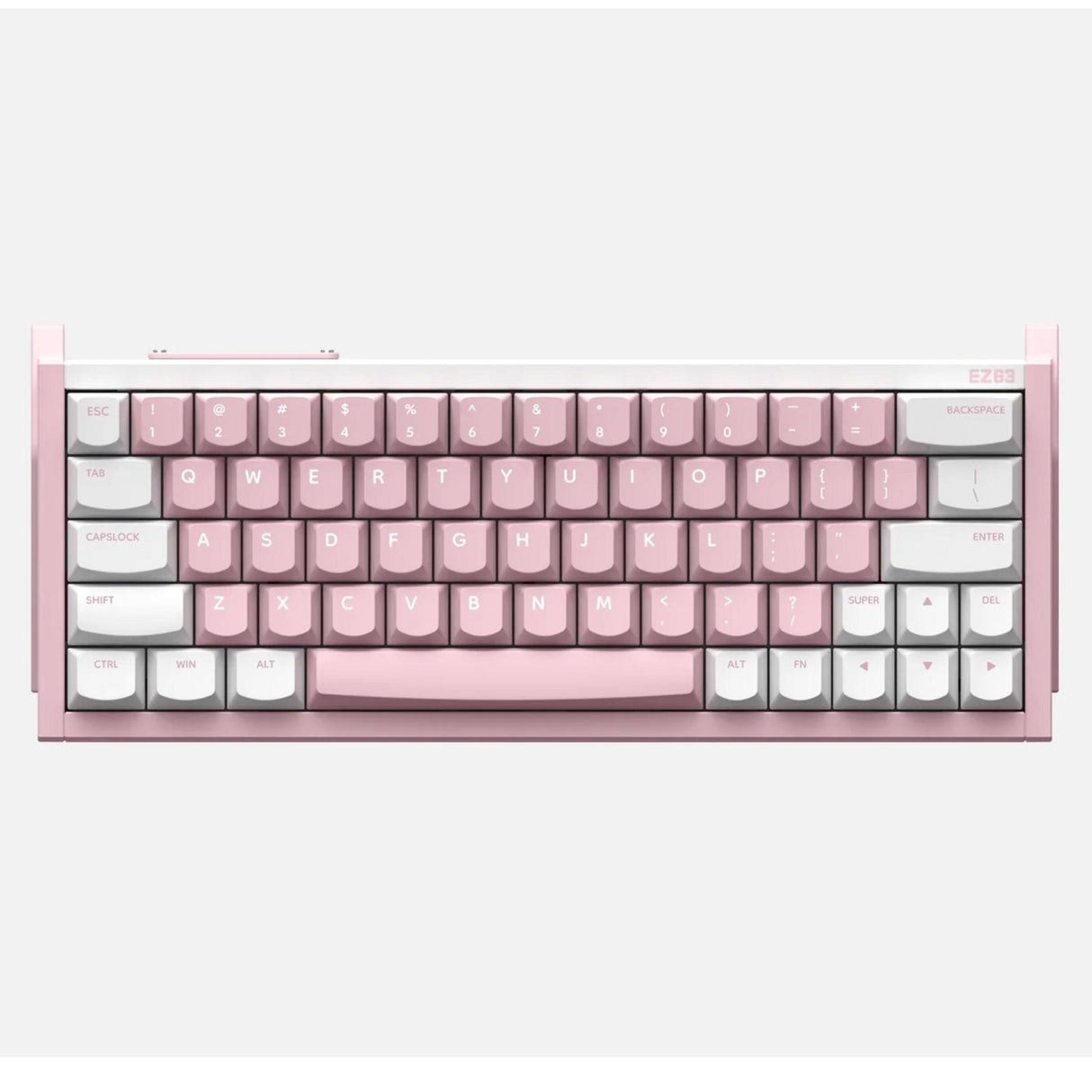 Iqunix ez63 pink magnetisk switch gaming tastatur (hvid, us layout (qwerty), gateron jade pro, 60%, rgb, double shot pbt keycaps)
