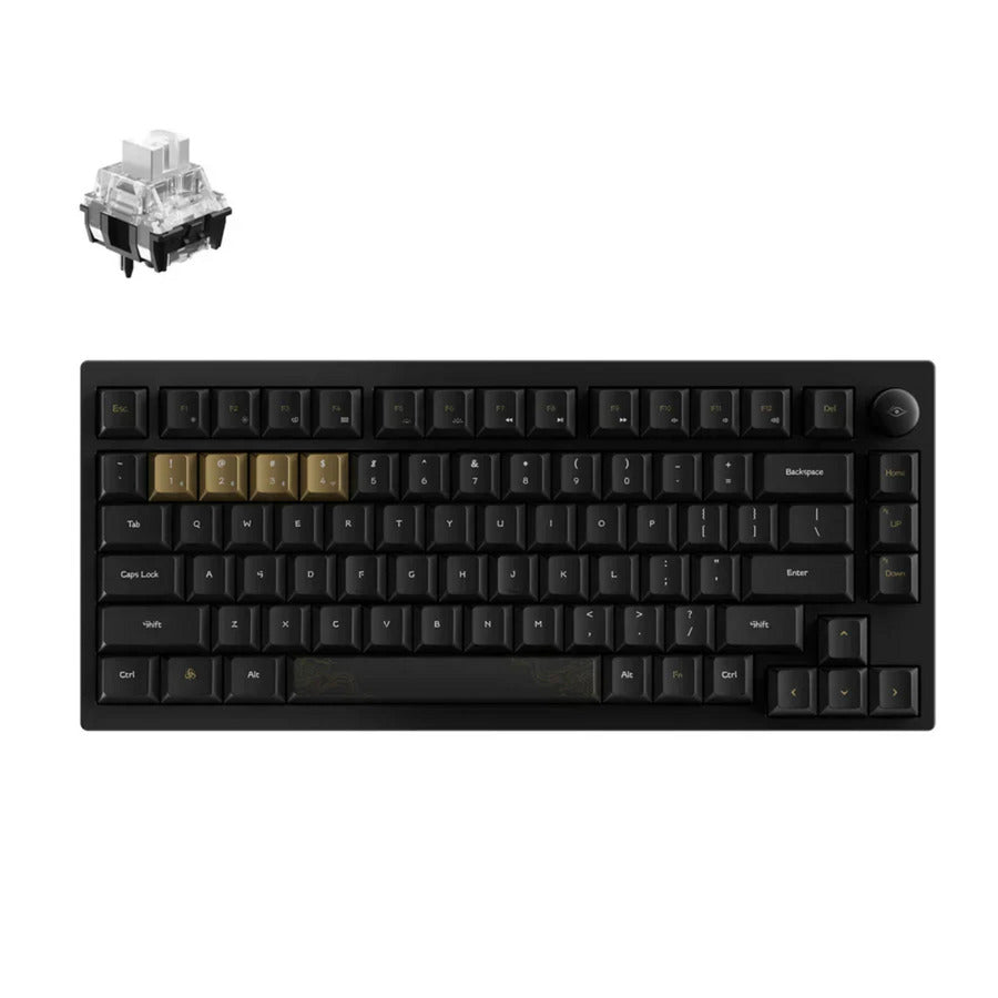 Keychron black myth wukong trådløst mekanisk tastatur standardudgave (sort, us-layout (qwerty), ttc blålig hvid, 75%, rgb-lysdioder, ikke-gennemsigtig pbt, hot swap, usb-c | 2,4 ghz | bluetooth 5.1)