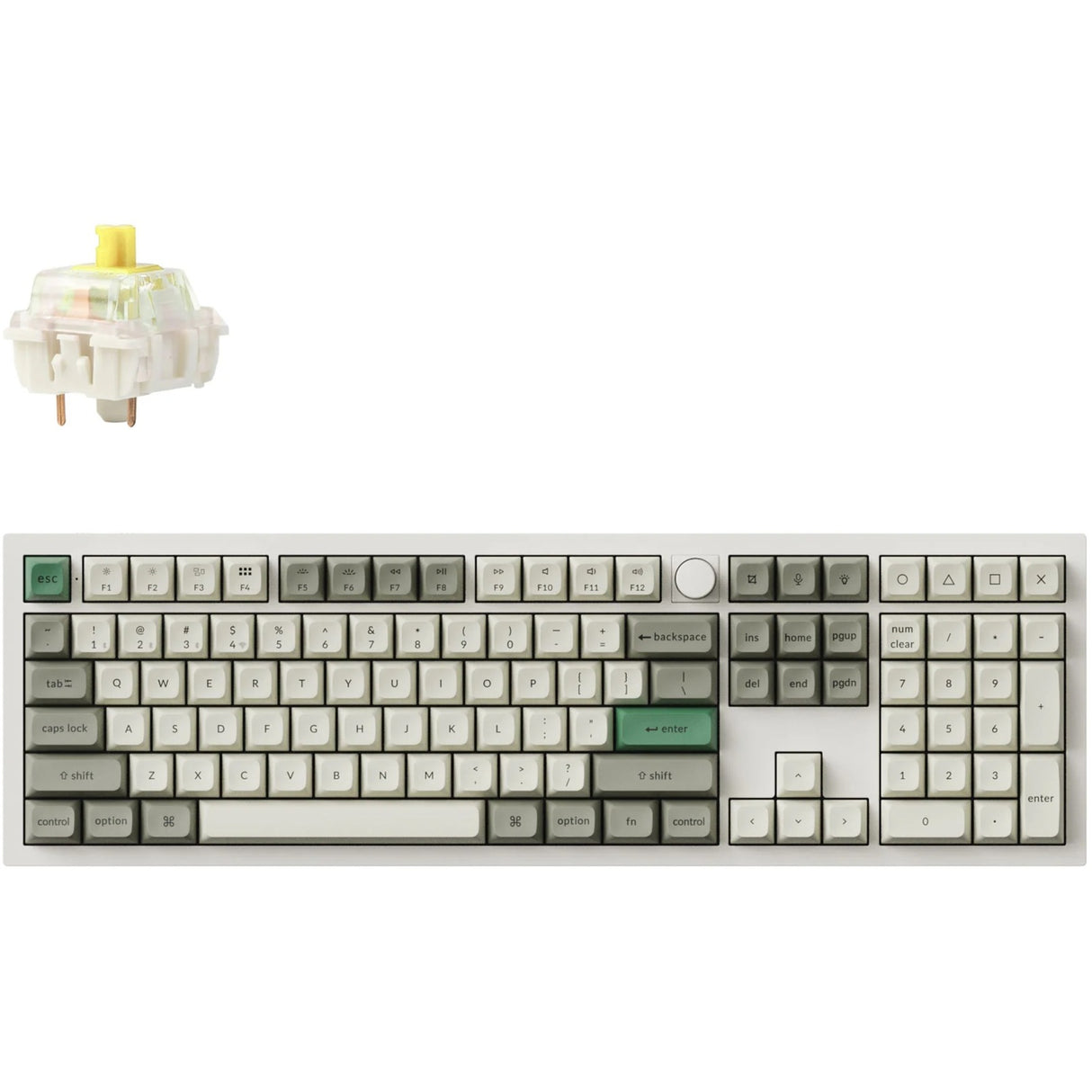 Keychron Q6 Max-P4 RGB mekanisk tastatur (hvidt, amerikansk layout (QWERTY), Gateron Jupiter Banana, 100%, RGB LED'er, KSA double-shot PBT, hot swap, knap, 2,4GHz | Bluetooth 5.1 | USB-C)